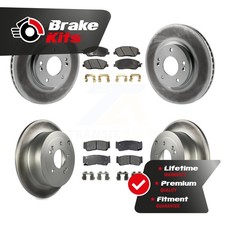 Front Rear Coat Disc Brake Rotors Ceramic Pad Kit For 2007-2009 Hyundai Santa Fe
