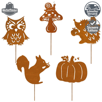 Gartenstecker Rost Herbstdeko 5Er Set Metall FüR Garten Terrasse Deko