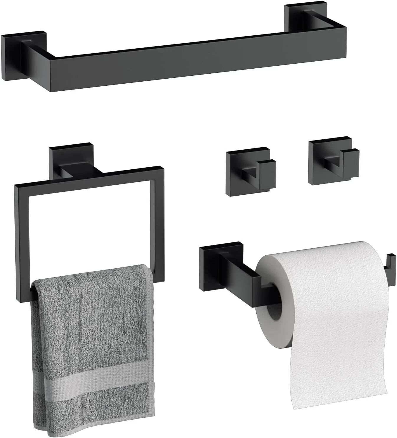 5 Peices Bathroom Hardware Accessories Set, Bath Towel Bar Set, Towel Rack,Hook