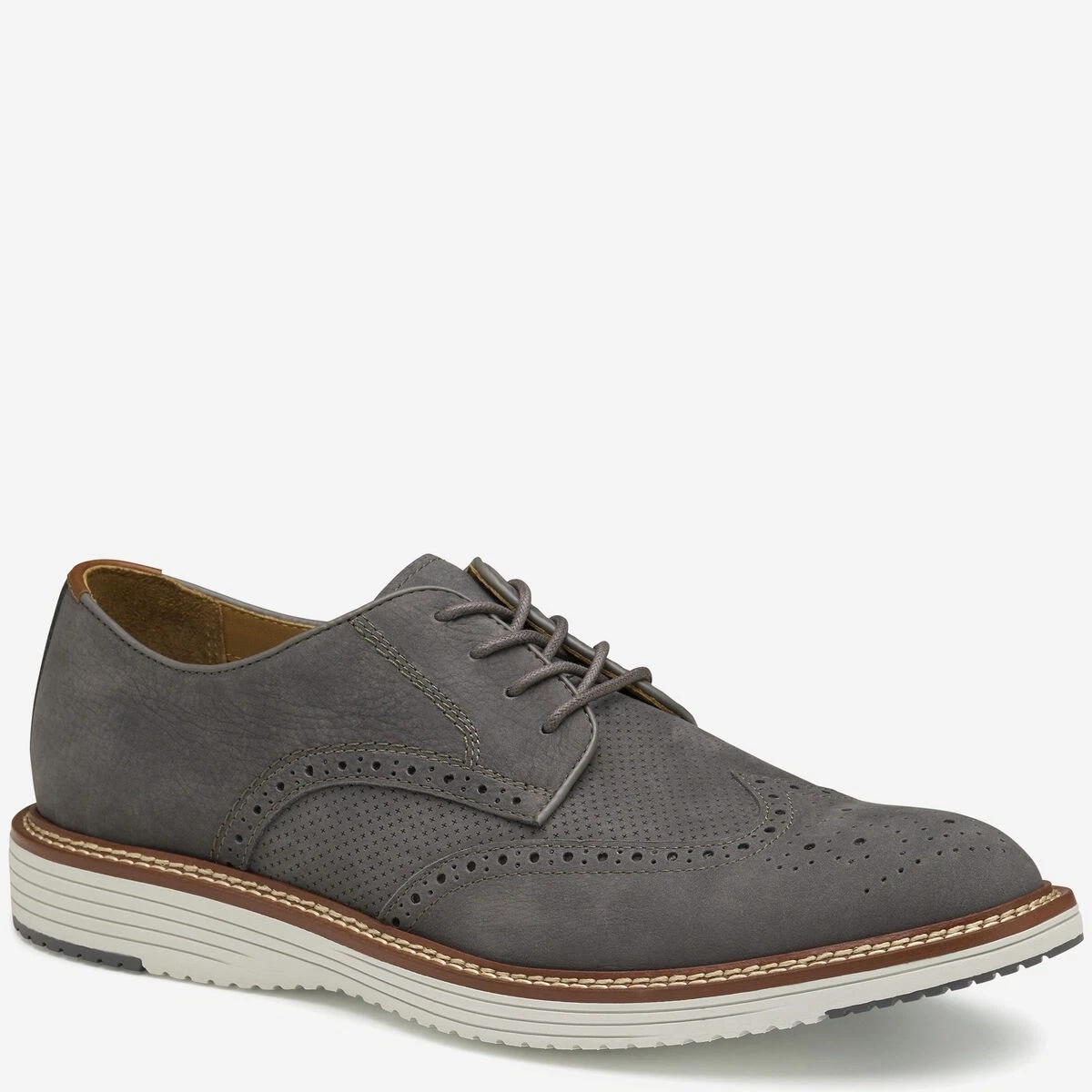 Johnston & Murphy Gray Wingtip Dress Shoes for Men for sale  display picture 1