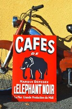 Grande plaque émaillée CAFES DE L'ELEPHANT  bar brasserie
