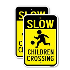 Slow Children Crossing Heavy Gauge Aluminum Parking Sign Rust Proof