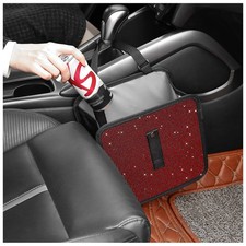 Foldable Trash Cans with Rhinestone, Bling Car Bin for Seat Organizer Decor...