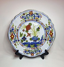 Piatto CACF Faenza Cottura dipinto a mano Garofano blu garofano 9,2" firmato Perga