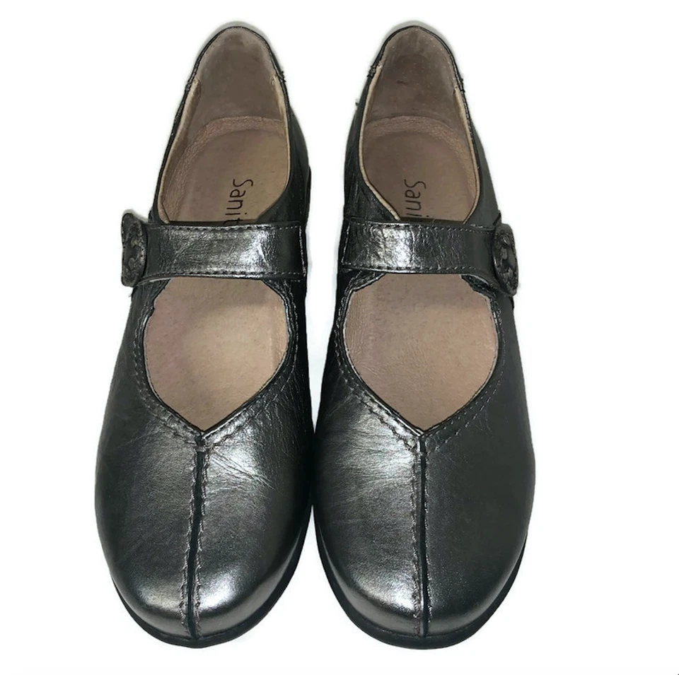 Zapatos Mary Jane SANITA Trude Peltre Plateados Metálicos Para Mujer Talla US 5.5 6 EU 36 Foto 3 de 4