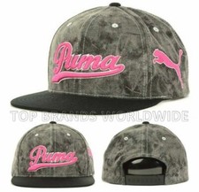 PUMA MENS HAT CAP BASEBALL TRUCKER ADJUSTABLE NWT OSFA GRAY PINK LOGO