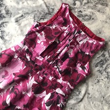 Laura Ashley Sleeveless 100% Linen Dress Pink Occasion Party Floral Dress UK 12