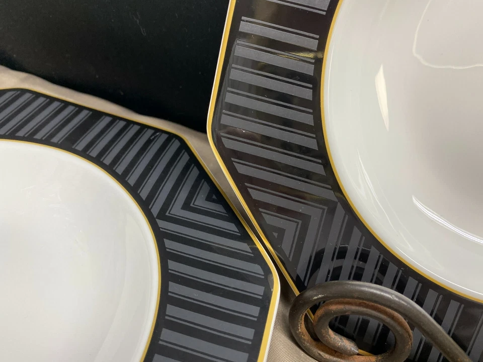 Villeroy & Boch "PERLA NEGRA" con Alemania ~ Juego de 4 ~ Cuencos de sopa ~ 9" Foto 3 de 4
