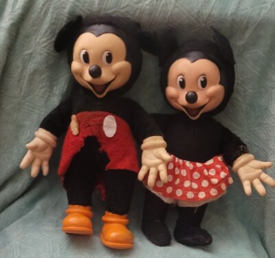 その他 Disney Mickey & Minnie Mouse Doll Set 1950's Disney Gund Mfg Co Mickey & Minnie Doll Set Rubber Face