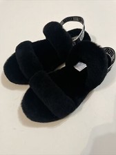 UGG Oh Yeah Slide Strap Slipper Lamb Fur Black Women s Size 6