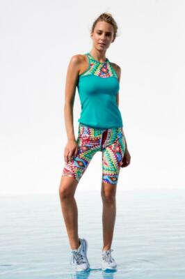 NWT Luli Fama Fit Women's Wild Heart Colorful Floral Activewear Capri Sz XS