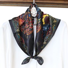 100 Silk Mulberry Women Neckerchief Wrap Turban Colorful Tree 27" Square Scarf