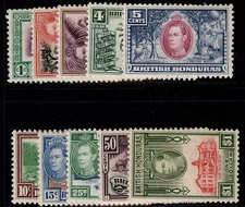 BRITISH HONDURAS GVI SG150-159, 1938-47 SHORT set, M MINT. Cat £129.
