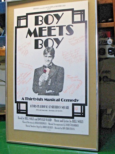 BOY MEETS BOY MUSICAL COMEDY POSTER THICK PAPERBOARD FRAMED MULTIPLE SIGNATURES