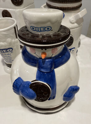 Oreo Ceramic Nabisco Classic Jars 2000 - Snow Man Cup Milkshake Milk Jug & Pail