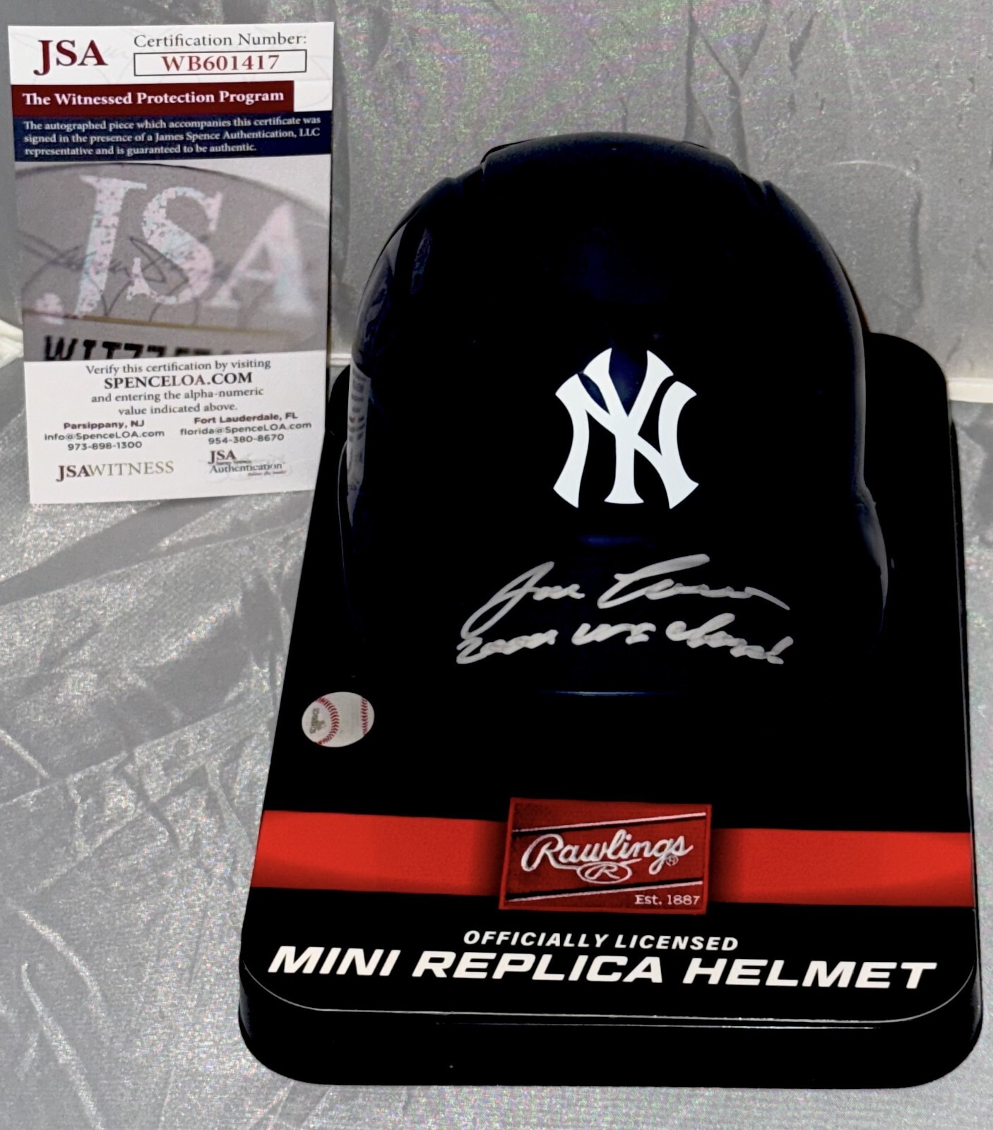 Jose Canseco Autographed Signed New York Yankees mini helmet W/ 2000 WS Champs JSA Witnessed 