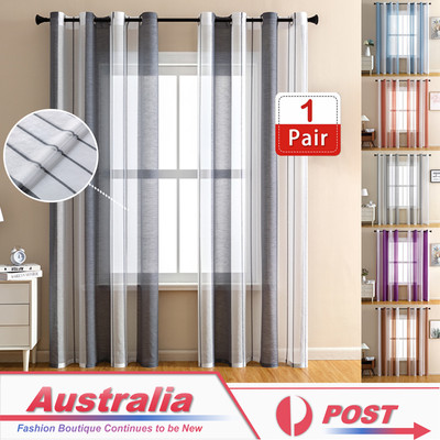 2X Gradient Color Sheer Voile Curtains Window Eyelet Sheer Net Voile for Bedroom