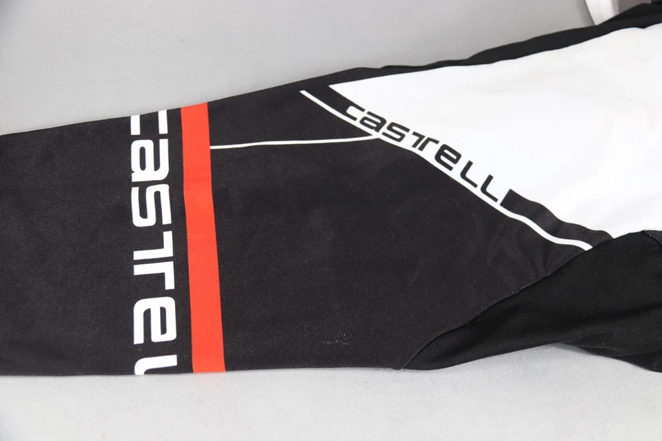 Pantalones largos de compresión con babero de ciclismo Castelli, asiento acolchado, XL, blanco y negro, usados en excelente estado Foto 4 de 4