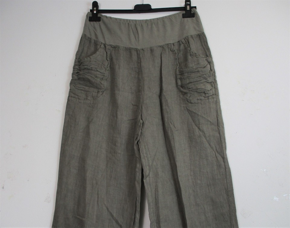Pantalon Lagenlook 100% Lin Italien - Taille Unique, 11 Couleurs, Neuf Avec étiquettes