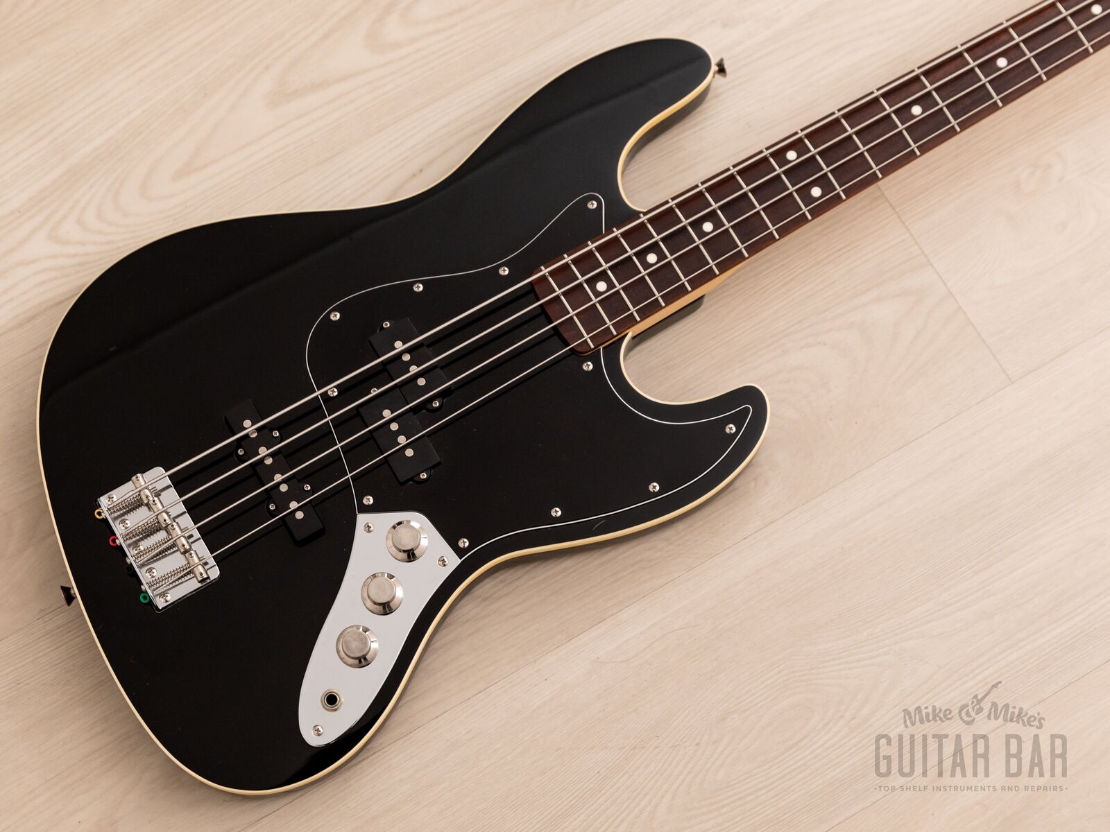 2008 Fender Aerodyne Jazz Bass PJ Bass Guitar Black, Japan CIJ