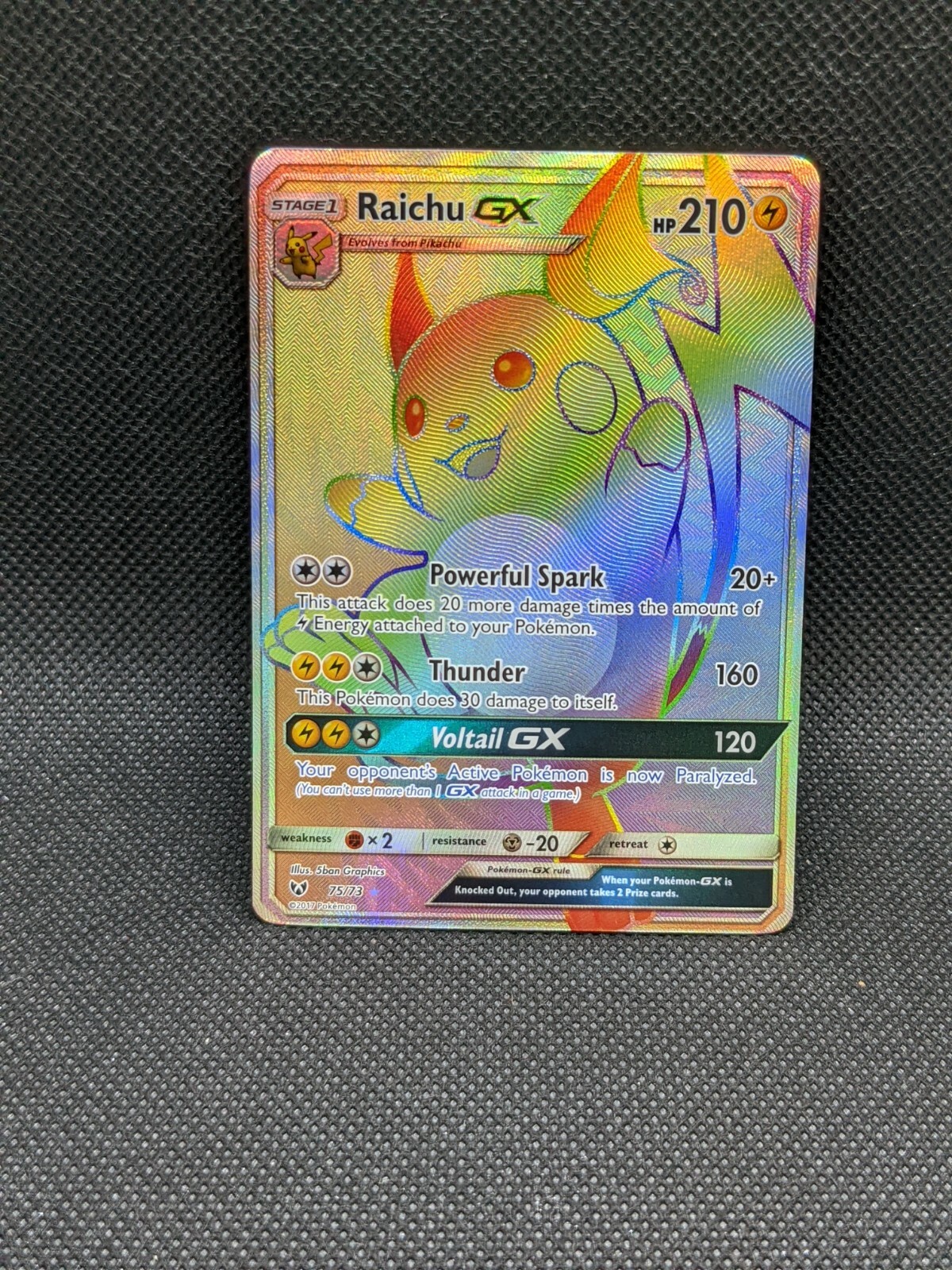 RAICHU GX 75/73 Secret Rare Shining Legends Pokémon Card Near Mint | eBay