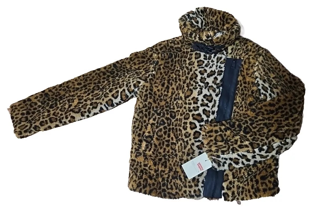 Leopard print sherpa jacket store