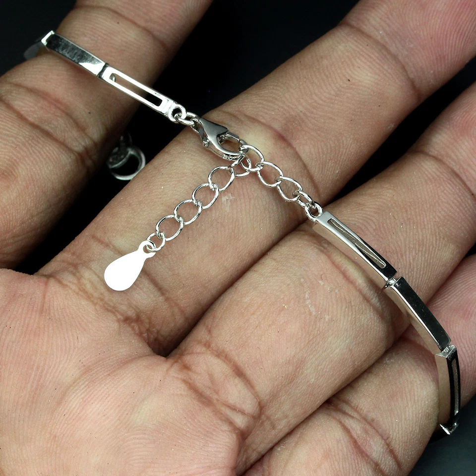 Pulsera de plata de ley 925 redonda de perlas blancas de 7 mm joyas de piedras preciosas de 7,5 pulgadas Foto 4 de 4