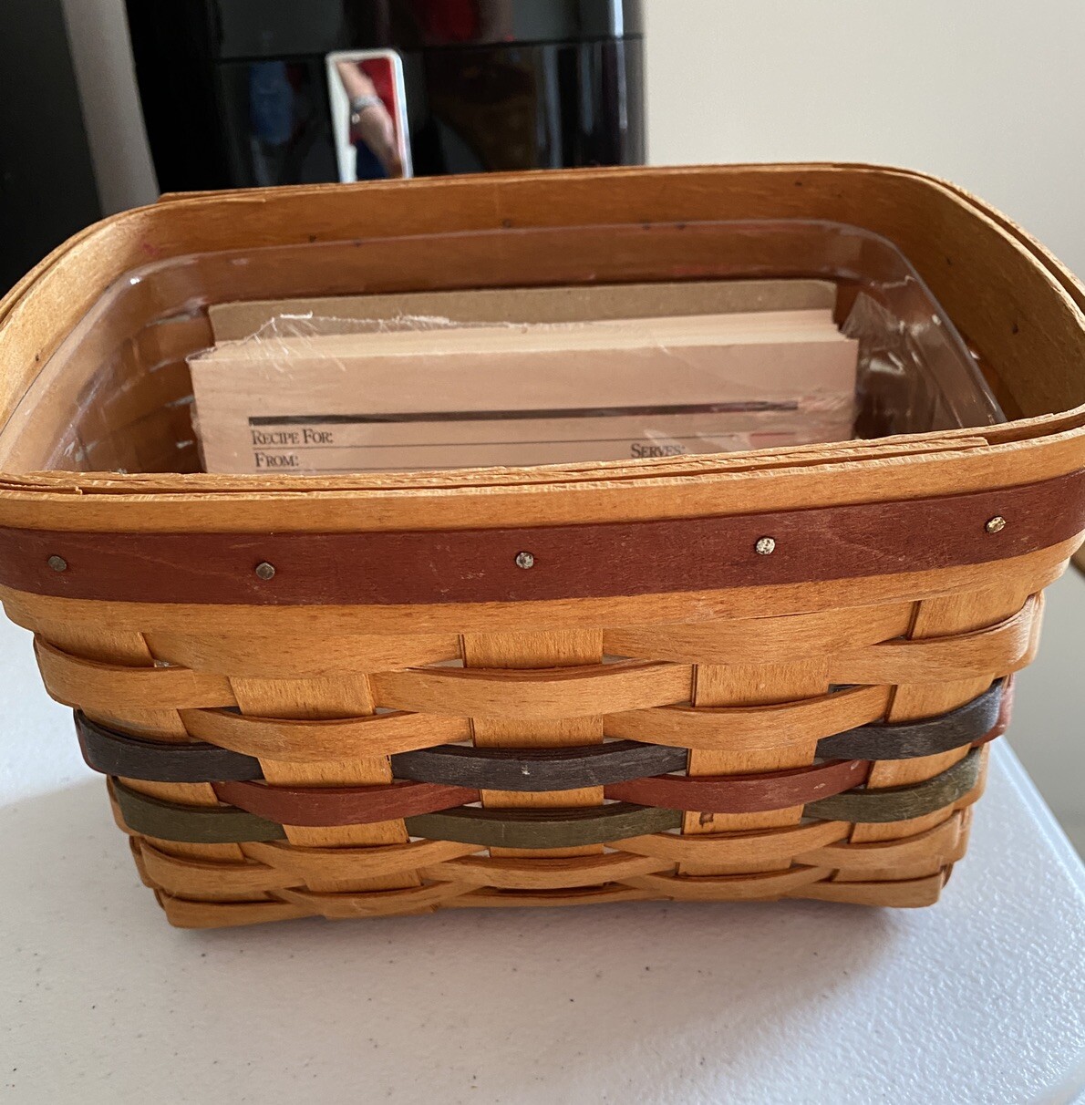 Longaberger Shades Of Autumn 1994 Large Recipe Basket w Protector and