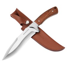 Swiss+Tech 11-5/8" Fixed Blade Hunting Bowie Knife Full-Tang with Leather Sheath