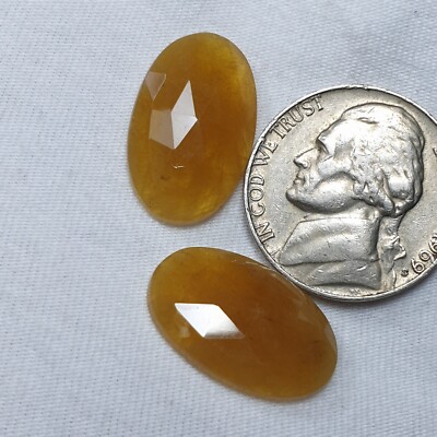 100% Natural Yellow Beryl Slice Faceted Matching Pair Set Of Two 13.55 Cts 2pcs.