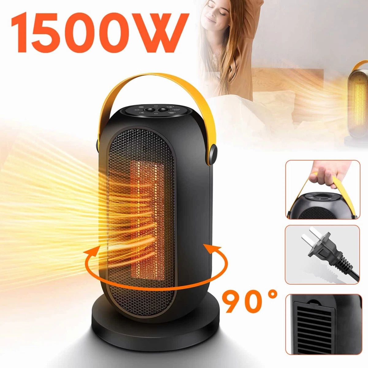 1500W Electric Space Heater PTC Ceramic Fast Heating Quiet Heater u0026amp;  Cooler Fan | eBay