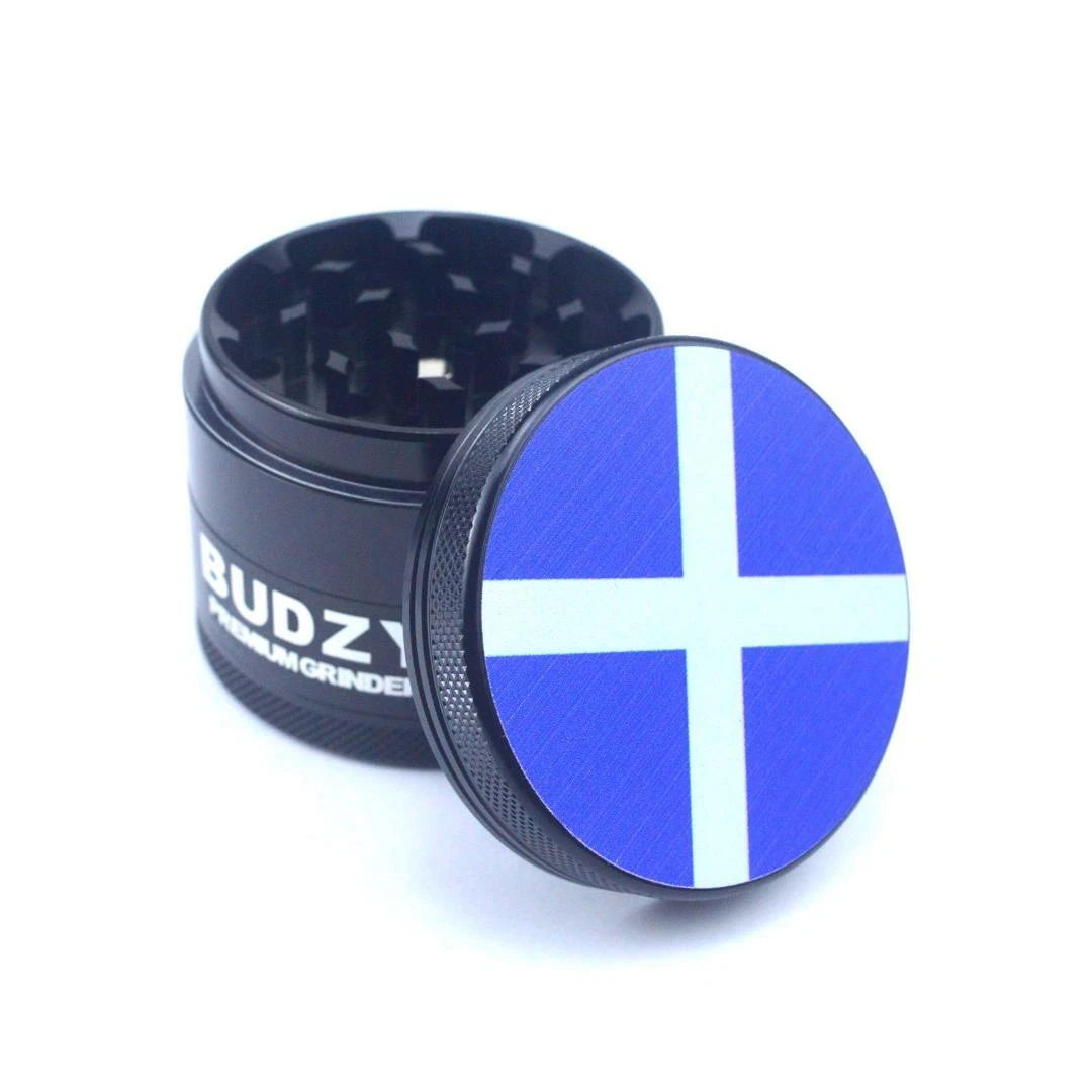 BUDZY MERCURY Premium Quality Metal Herb Spice Grinder SCOTLAND FLAG