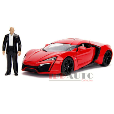 JADA LYKAN HYPERSPORT RED W/LIGHTS & DOM FIGURE FAST & FURIOUS 1/18 MODEL 31140