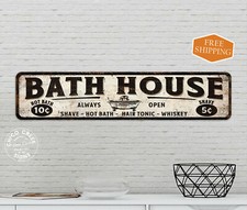 Bath House Sign Bathroom Decor Wash Room Country Shower Rest 4x18 104182001046