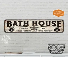 Bath House Sign Bathroom Decor Wash Room Country Shower Rest 4x18 104182001046