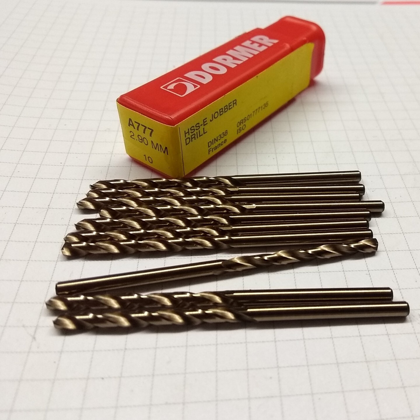 DORMER  2.9 mm drill bits A777 HSS-E cobalt heavy duty jobber drill pack of 10