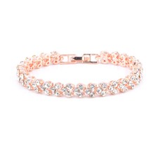 Silver Rose Gold Crystal Wedding Bridal Bridesmaid Bangle Bracelet Ladies Women