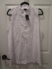 TORRID WHITE HERITAGE SLUB SMOCKED YOKE HENLEY TANK TOP NEW