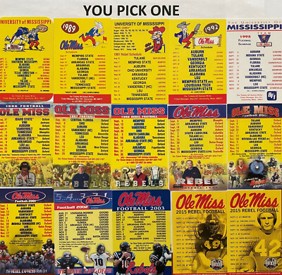CFB MISSISSIPPI OLE MISS REBELS Football Schedule PICK FROM LIST 1978 1982 99 ++