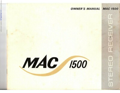 Bedienungsanleitung-Owner's Manual für McIntosh MAC 1500 