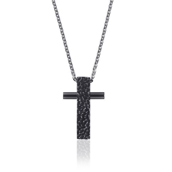 Pendentif croix en acier inoxydable pour homme avec chaîne maille de 50 cm