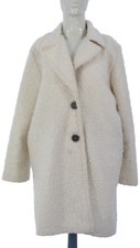 Teddy Bear Coat Ivory Made In Italy Mid Length Fuzzy Shaggy Overcoat Size Uk 12