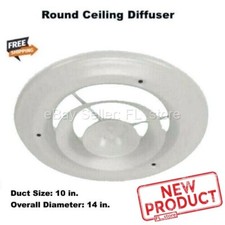 14 Dia. Round Ceiling Diffuser Grille 10 Duct Size Air Vent Cover White Steel