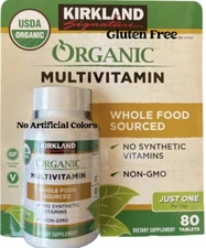 Kirkland Signature USDA Certified Organic Multivitamin, 80 Coated Tablets - NEW