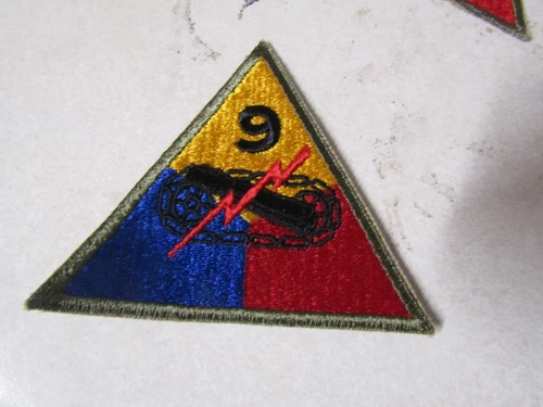 ORIGINAL MILITARY PATCH OLDER WW2 ERA US ARMY 9TH ARMORED DIVISION #1