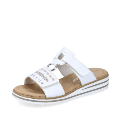 Rieker Women's Mule Sandals Slippers Shoes White V0636