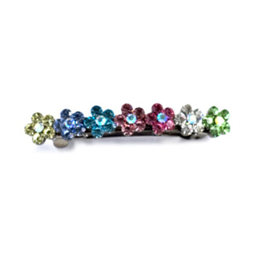 Hand Made Hair Jewelry swarovski crystal Medium Flower Barrette, Rainbow - Picture 1 of 3