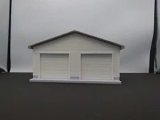 1:43 Scale-White Two 2 Car Garage w/ Movable Door and Removable Roof