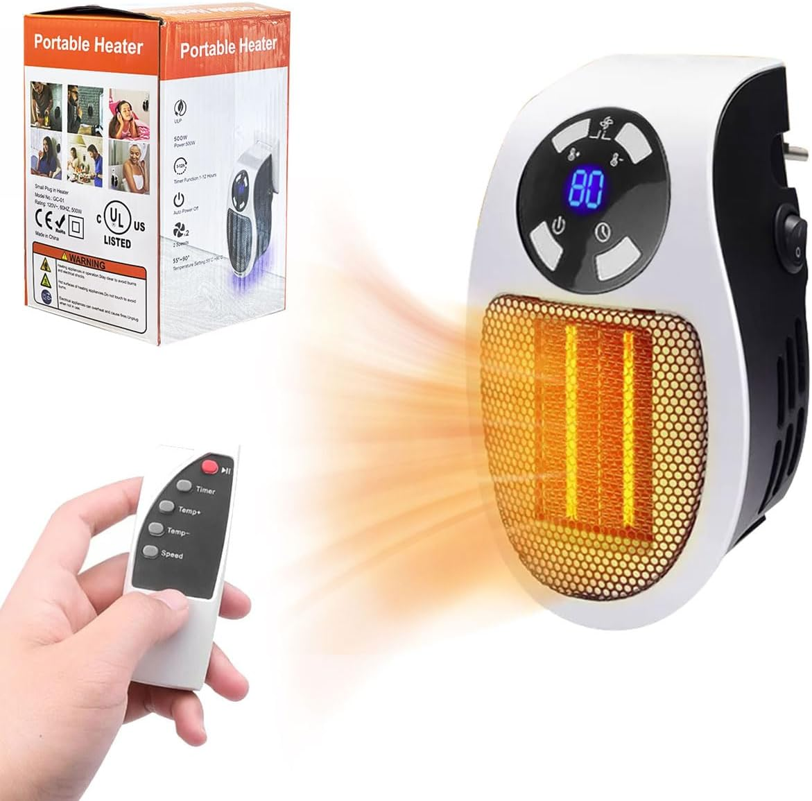 Portable Plug in Heater, 500W Small Electric Heater with Overheat Protection, Ad