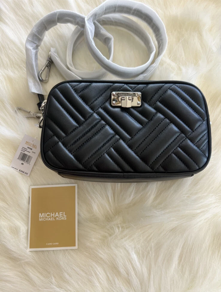 😍Michael Kors peyton small black leather quilted crossbody NWT